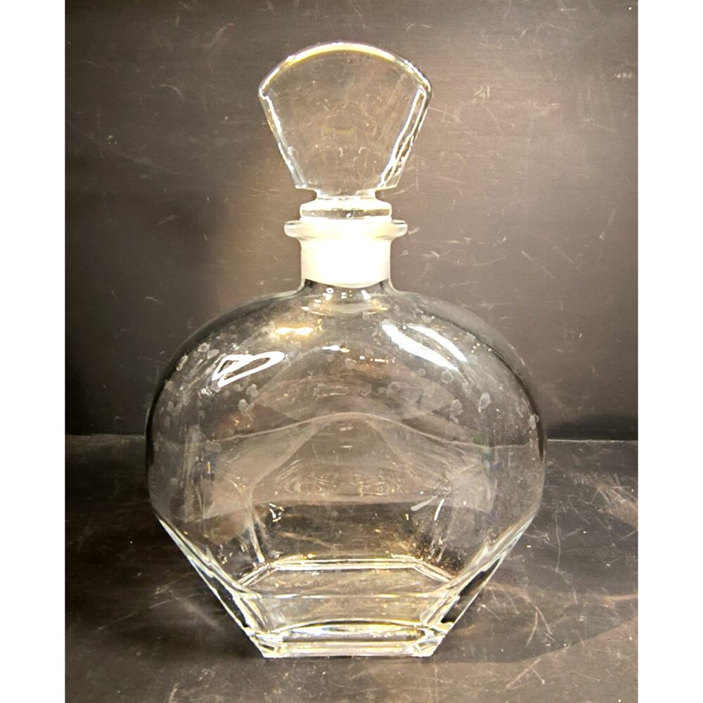 2201.  Vintage Italian Heavy Clear Glass Decanter with Matching Stopper